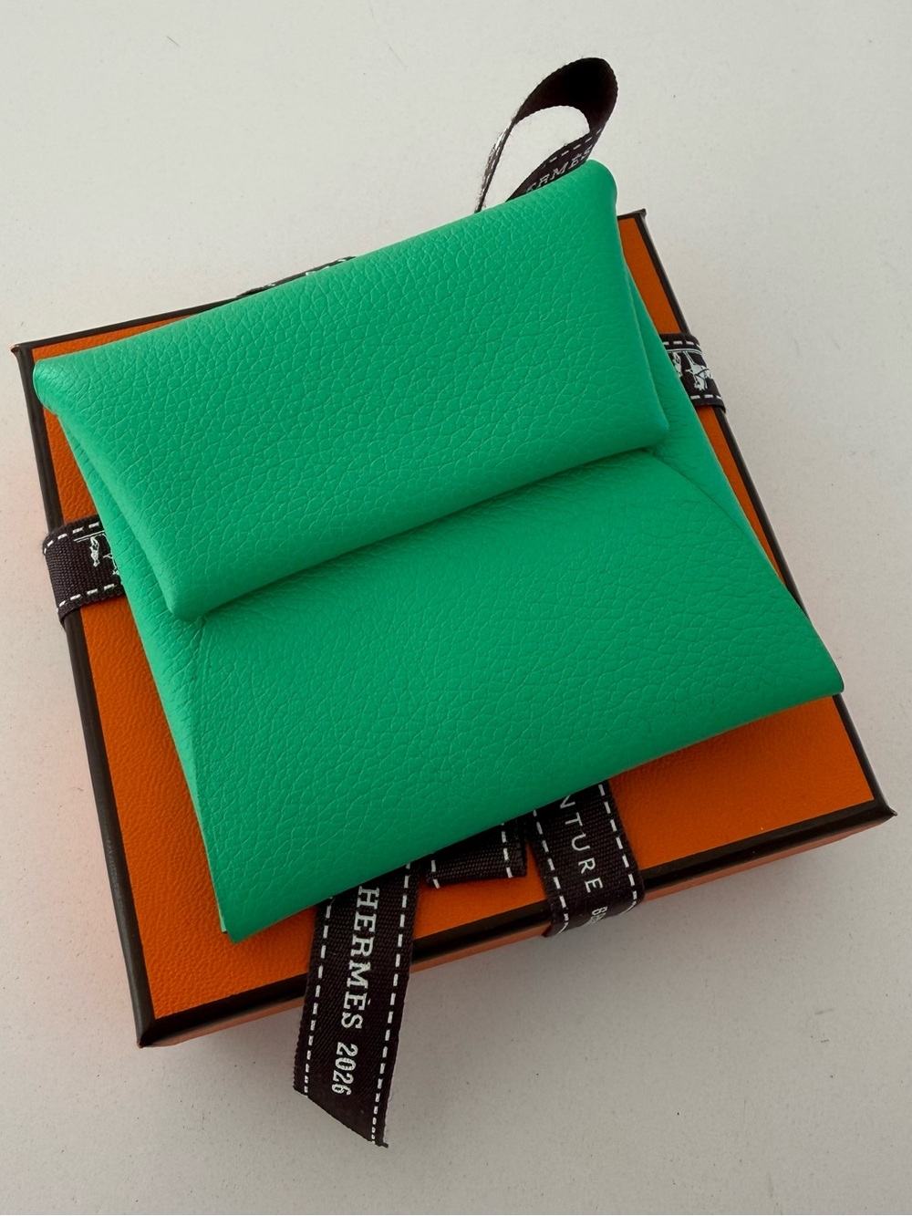 Hermès Green vert comics evercolor Leather basia Coin Pouch